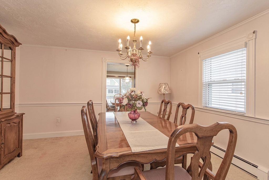 71 Vallaro Road Boston, MA 02136 - Photo 7 of 37 a view of a dining room with furniture a chandelier and a window