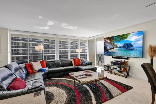 a living room with furniture and a flat screen tv