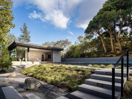 a view of a patio with couches and a potted plant