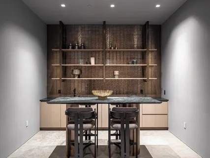 a living room with furniture