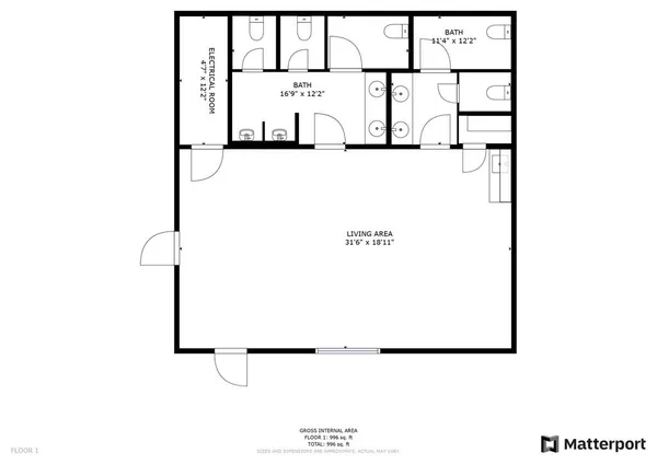 an aerial view of a house with outdoor space and a lake view