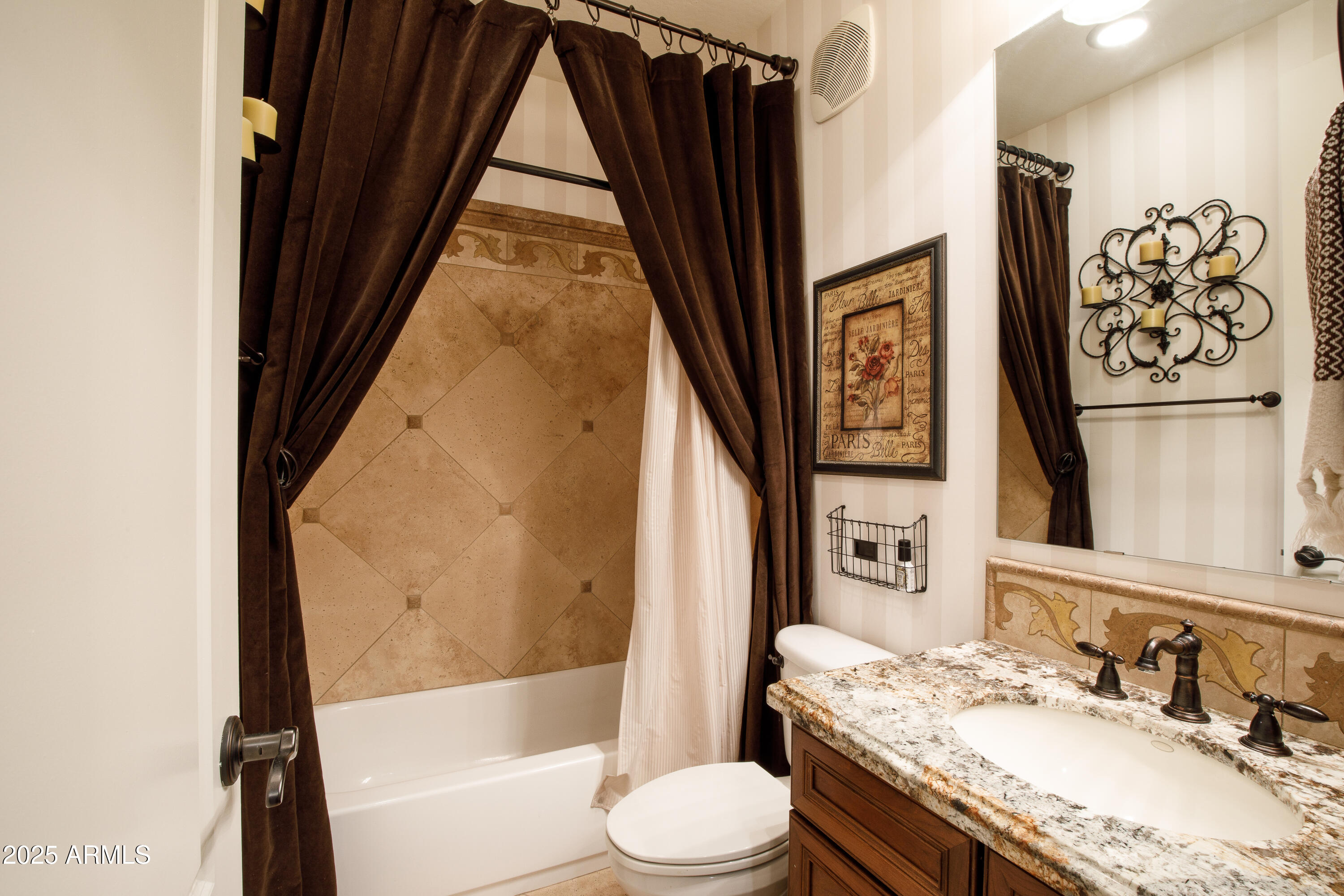 2450 East Roma Avenue, Unit 8 Phoenix, AZ 85016 - Photo 29 of 33 a bathroom with a granite countertop sink toilet and shower
