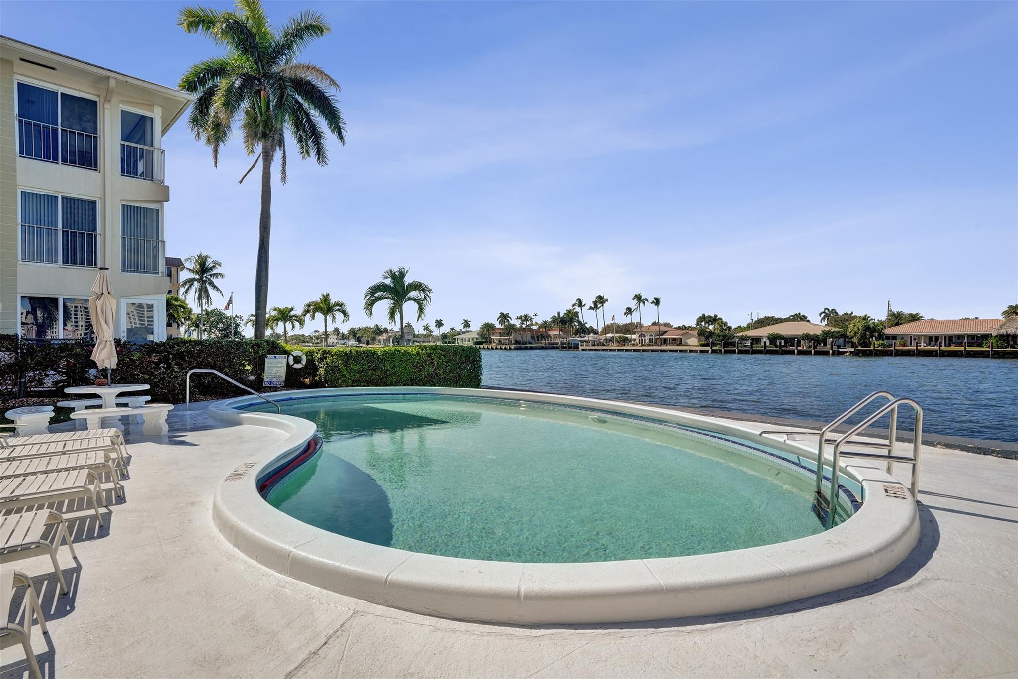 801 North Riverside Drive, Unit 4B Pompano Beach, FL 33062 - Photo 26 of 43 a view of a swimming pool and a terrace
