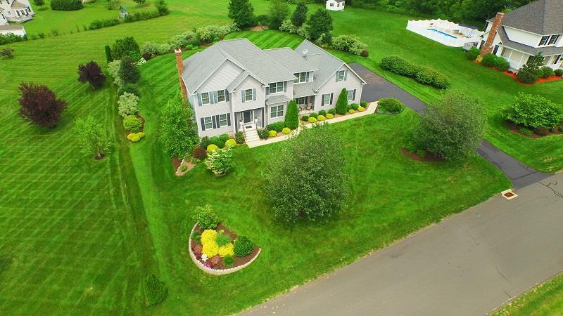 an aerial view of a house