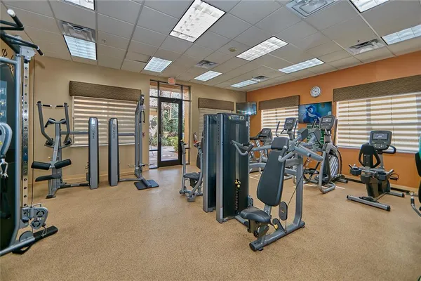 a view of a room with gym equipment