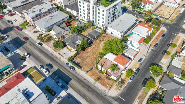 aerial view of a city with lots of residential buildings