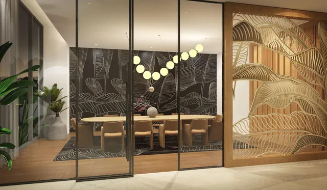 a bathroom with a mirror