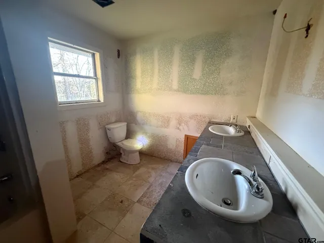 a bathroom with a sink and toilet