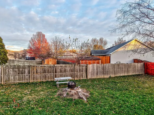 front view of a house with a patio