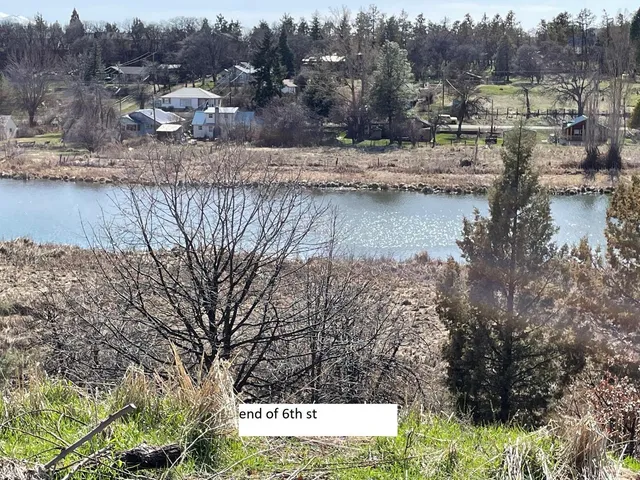 a view of river covered by trees and buildings