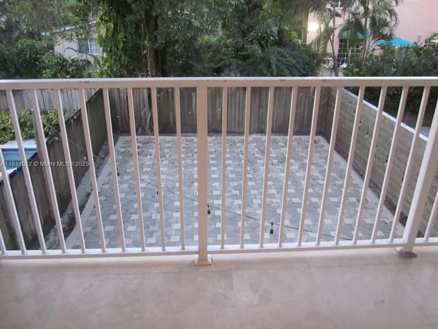 a view of wooden balcony