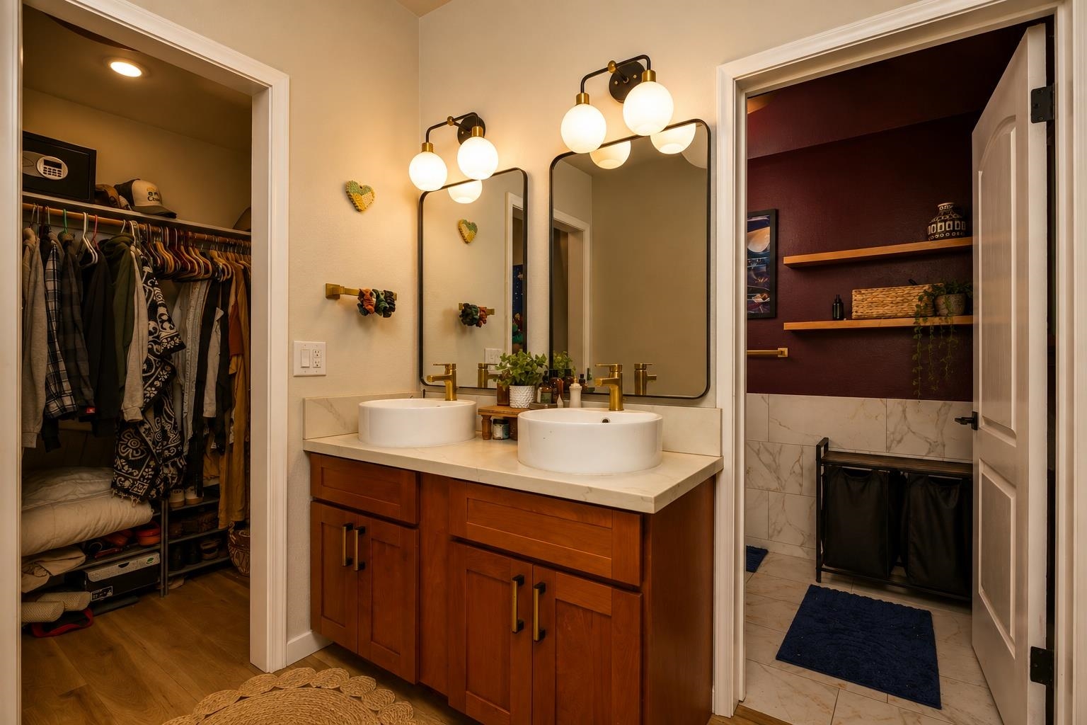 1660 Kokomo Road Haiku, HI 96708 - Photo 19 of 43 a bathroom with a sink a double vanity and a mirror