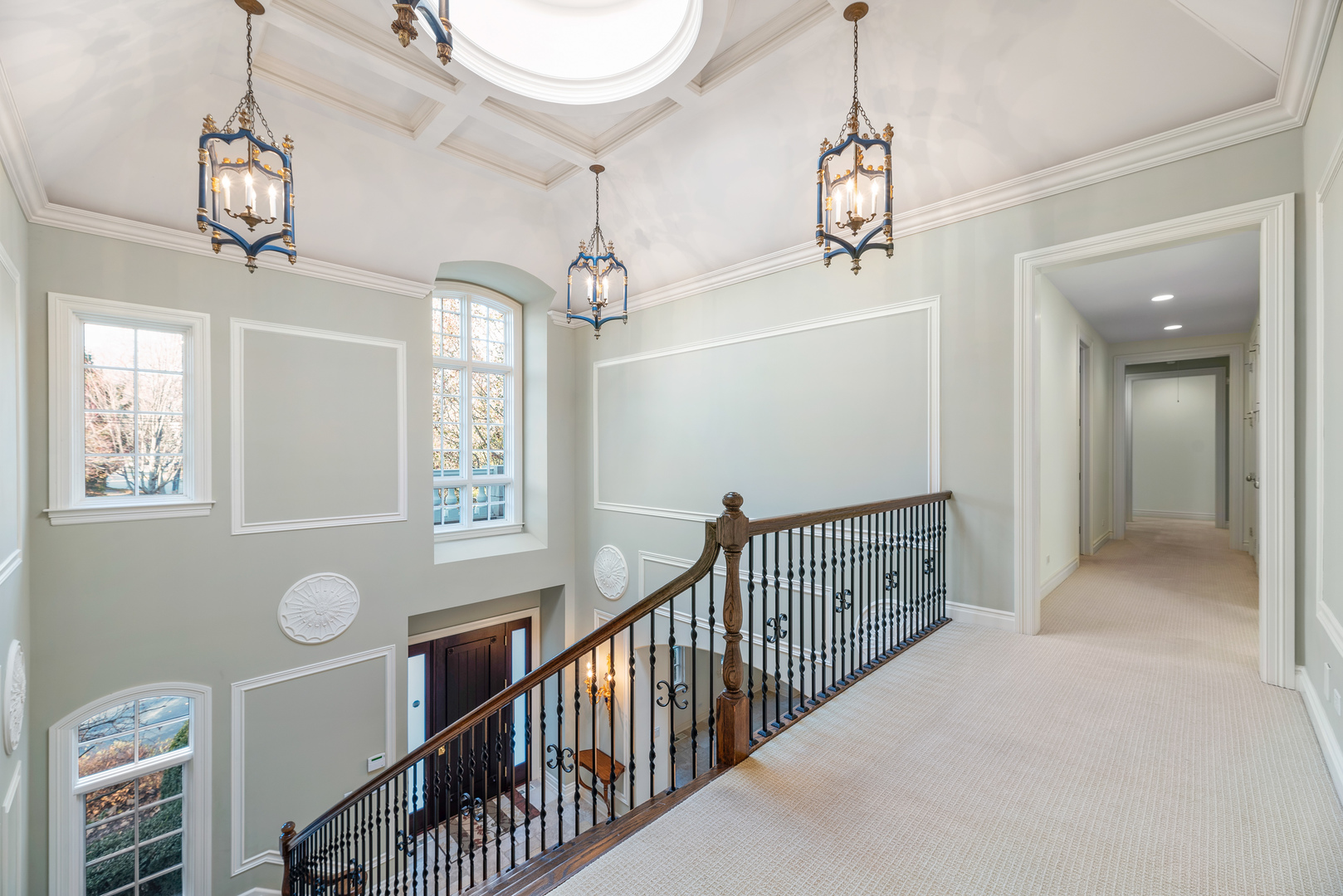 130 Maple Hill Road Glencoe, IL 60022 - Photo 26 of 54 a view of a hallway with chandelier