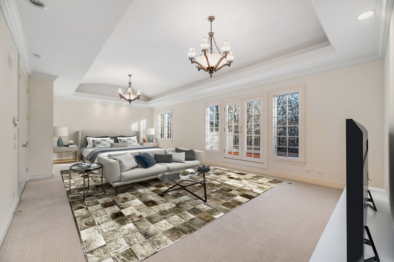 130 Maple Hill Road Glencoe, IL 60022 - Photo 27 of 54 a living room with furniture windows and a flat screen tv