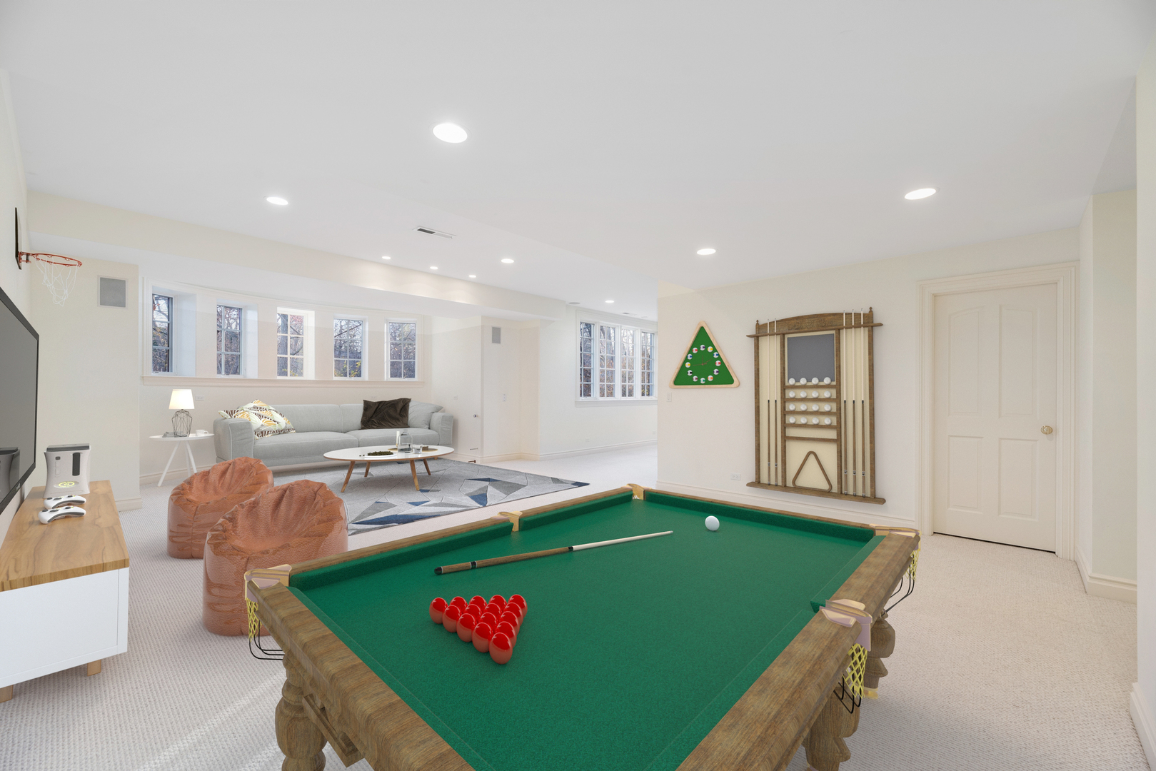 130 Maple Hill Road Glencoe, IL 60022 - Photo 39 of 54 a room with pool table and windows