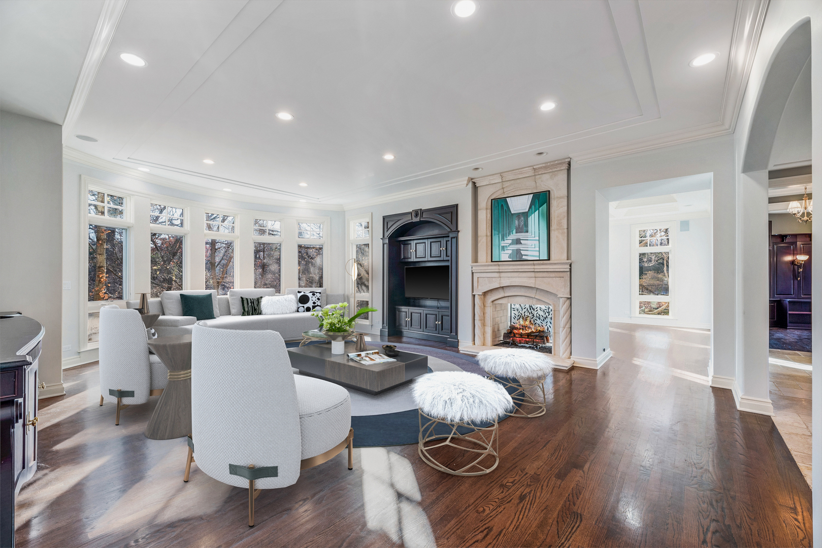 130 Maple Hill Road Glencoe, IL 60022 - Photo 8 of 54 a living room with fireplace furniture and a wooden floor
