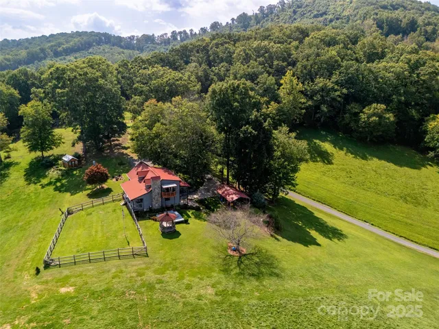 a view of a swimming pool with a yard and a slide