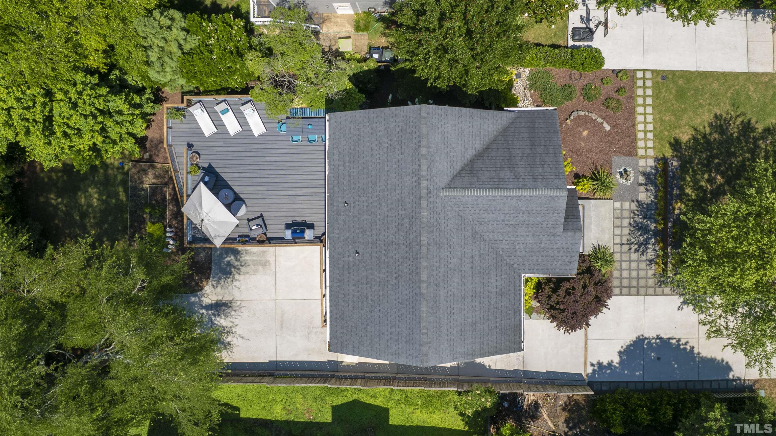 2105 Pine Drive Raleigh, NC 27608 - Photo 54 of 54 an aerial view of a house with swimming pool and garden