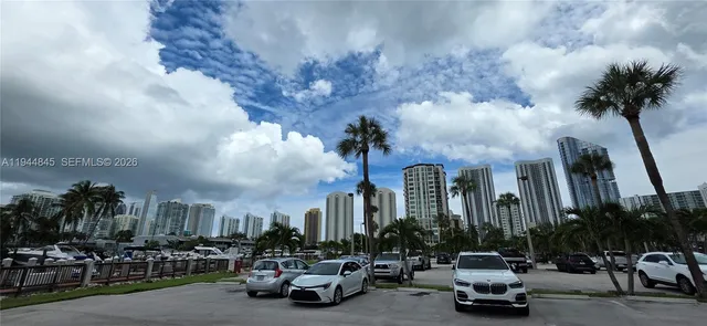 a view of a palm tree next to a yard