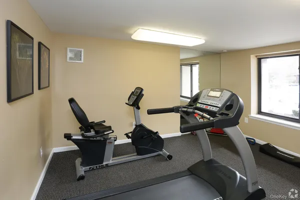 a view of workspace with gym equipment