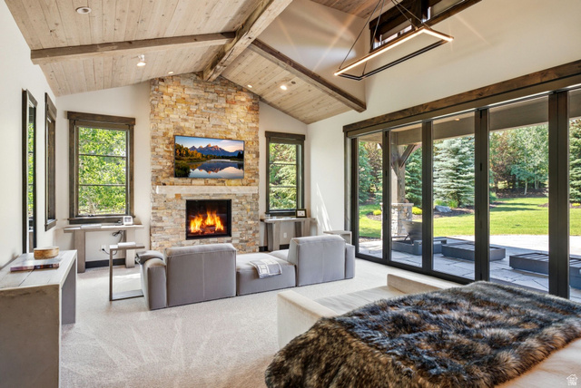 1575 Old Ranch Road Park City, UT 84098 - Photo 18 of 45 Vaulted wood-paneled ceiling with exposed beams