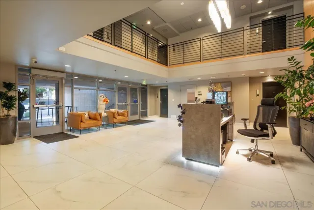 a view of a hall with living room