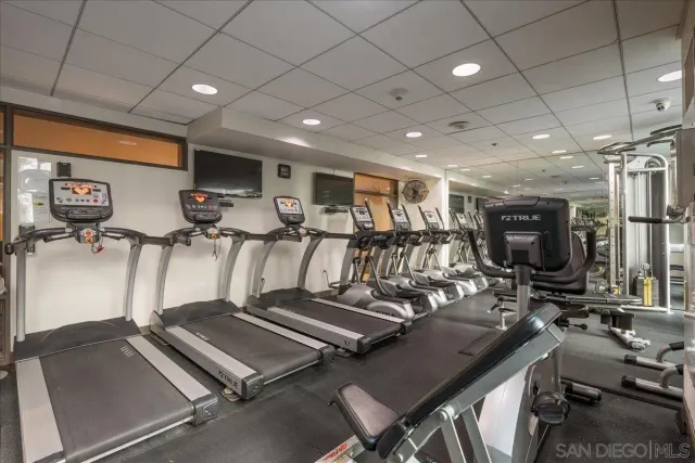 a view of a room with gym equipment