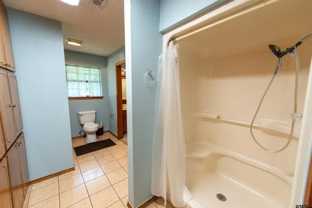 a bathroom with a toilet and a bathtub