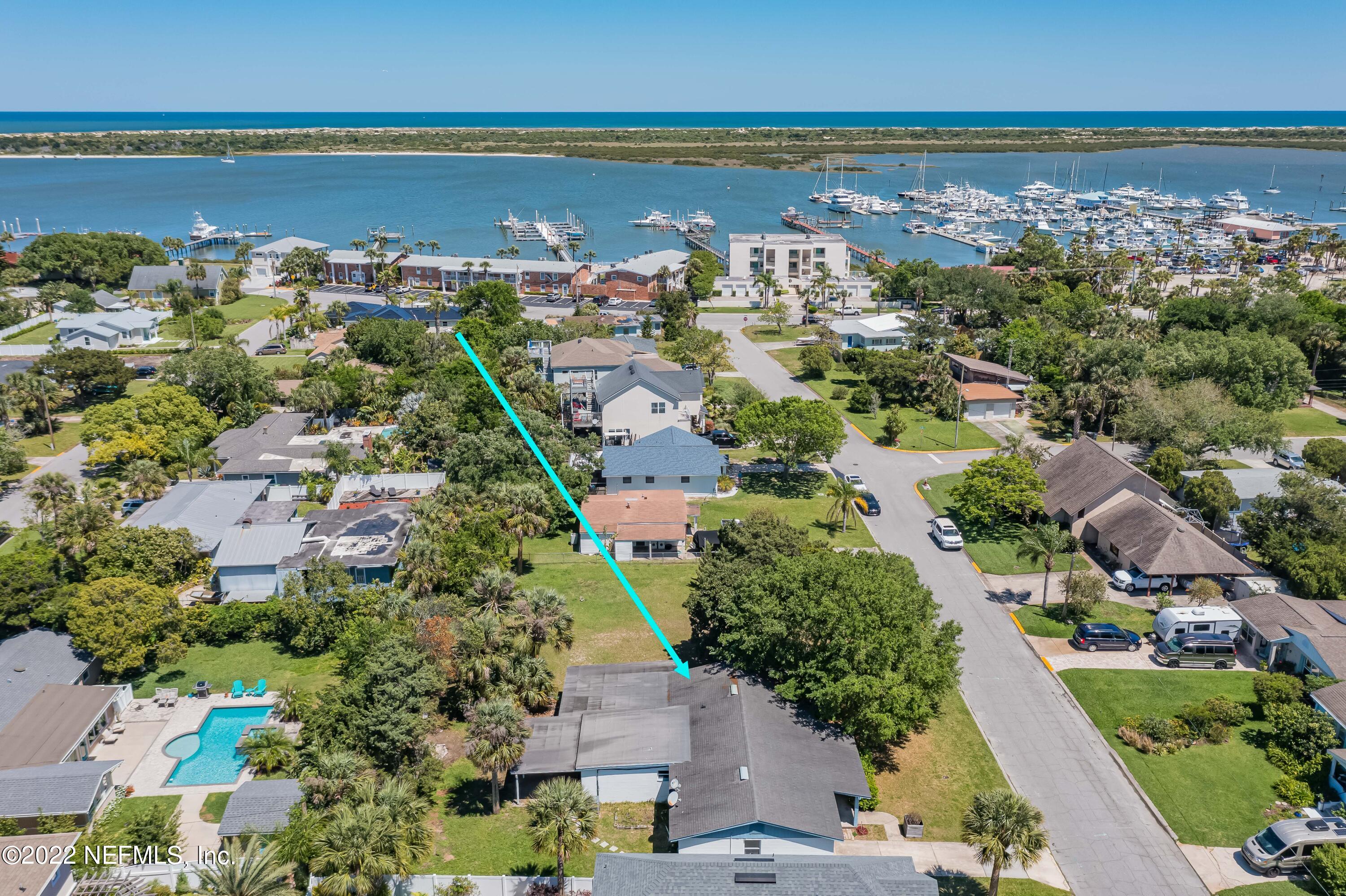 306 Ribault Street St. Augustine, FL 32080 - Photo 28 of 31 an aerial view of ocean and residential houses with outdoor space
