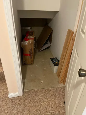 a view of an empty walk in closet