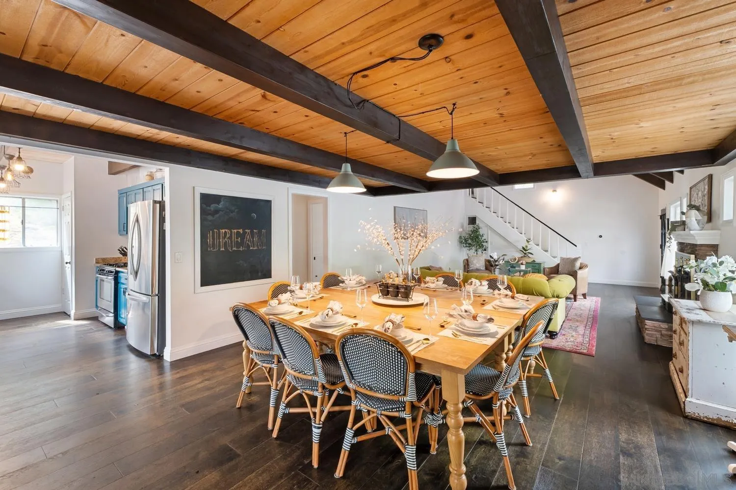 3517 Deer Lake Park Road Julian, CA 92036 - Photo 9 of 75 a view of a dining room with furniture and wooden floor