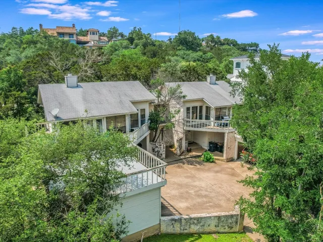 an aerial view of a house