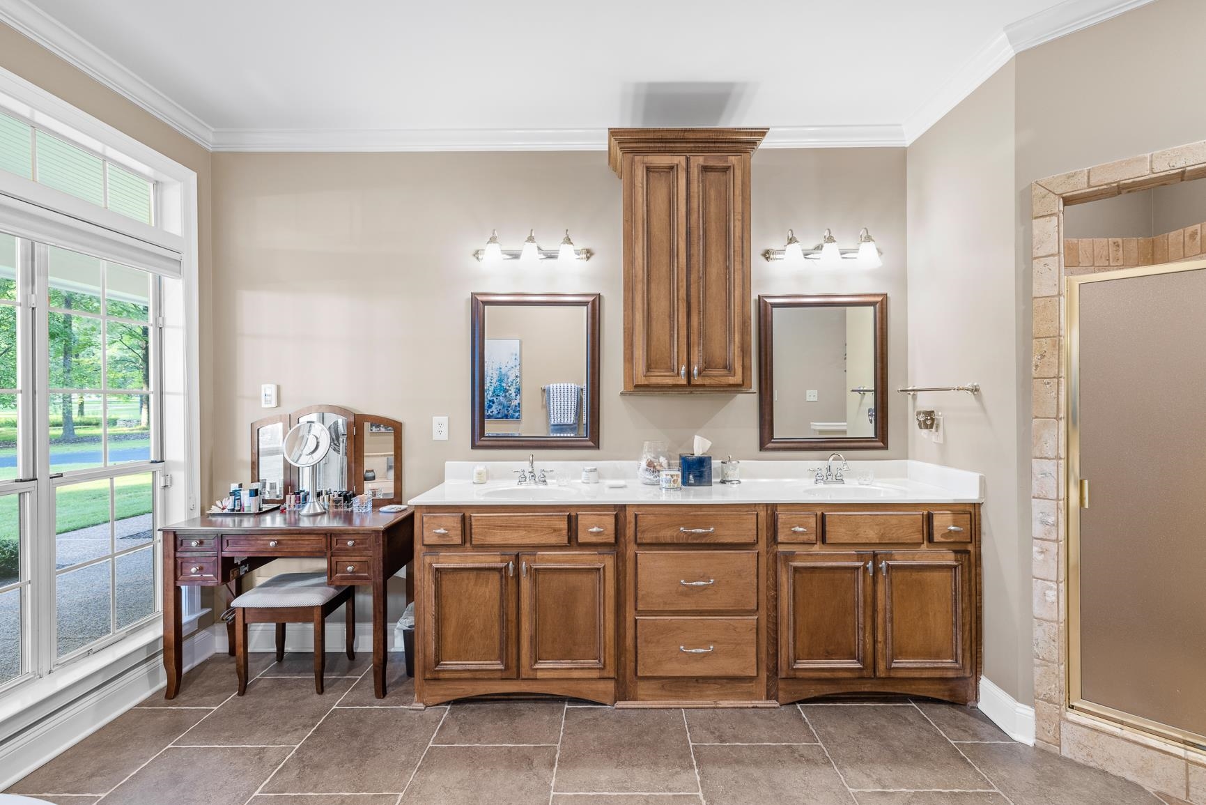 8240 Brunswick Road Millington, TN 38053 - Photo 13 of 25 a spacious bathroom with a granite countertop sink and a mirror