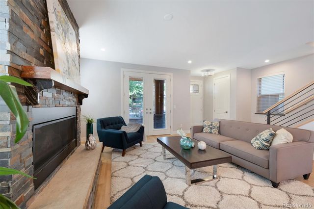 a living room with furniture and a couch