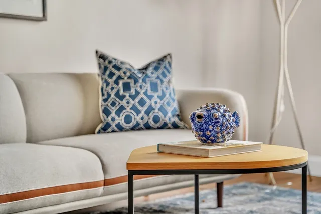 a living room with furniture