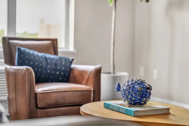 a living room with furniture and a couch