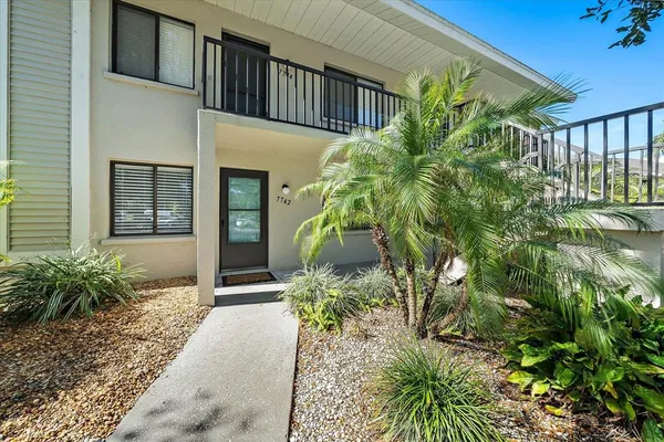 a potted plant in front of a house