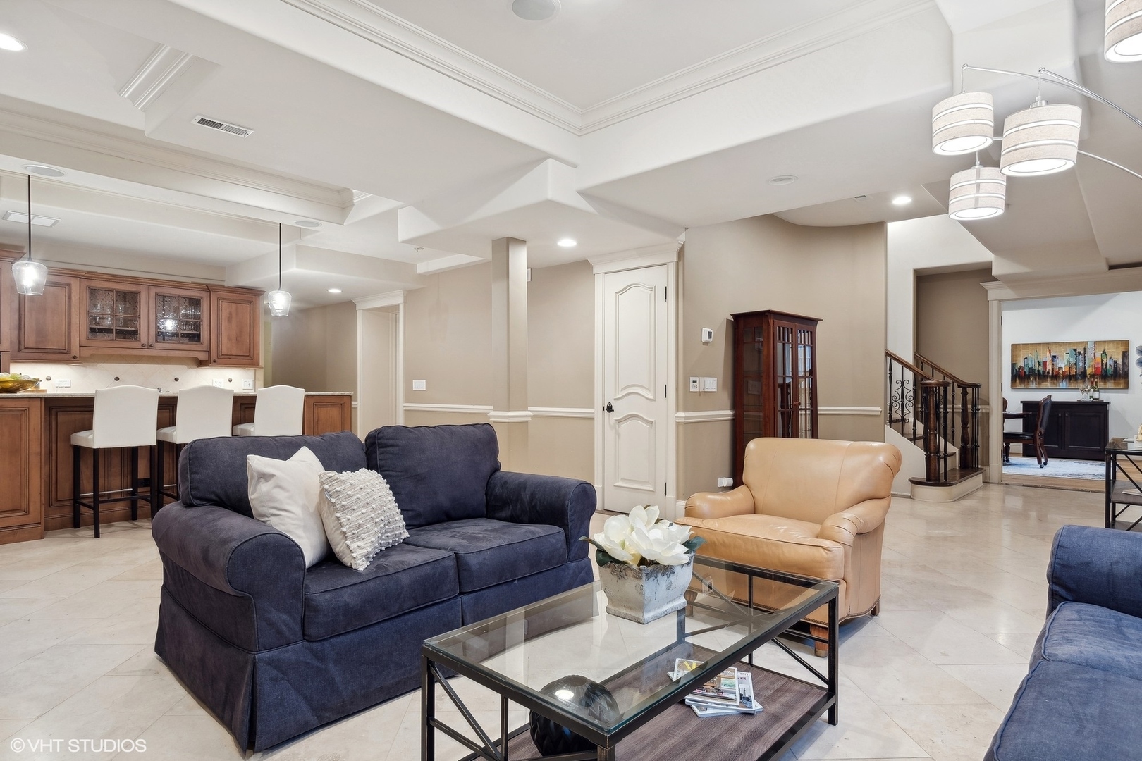 1016 Westmoor Road Winnetka, IL 60093 - Photo 36 of 48 a living room with furniture kitchen view and a wooden floor