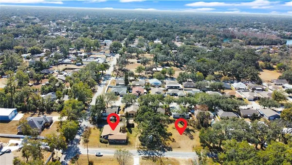 an aerial view of multiple house
