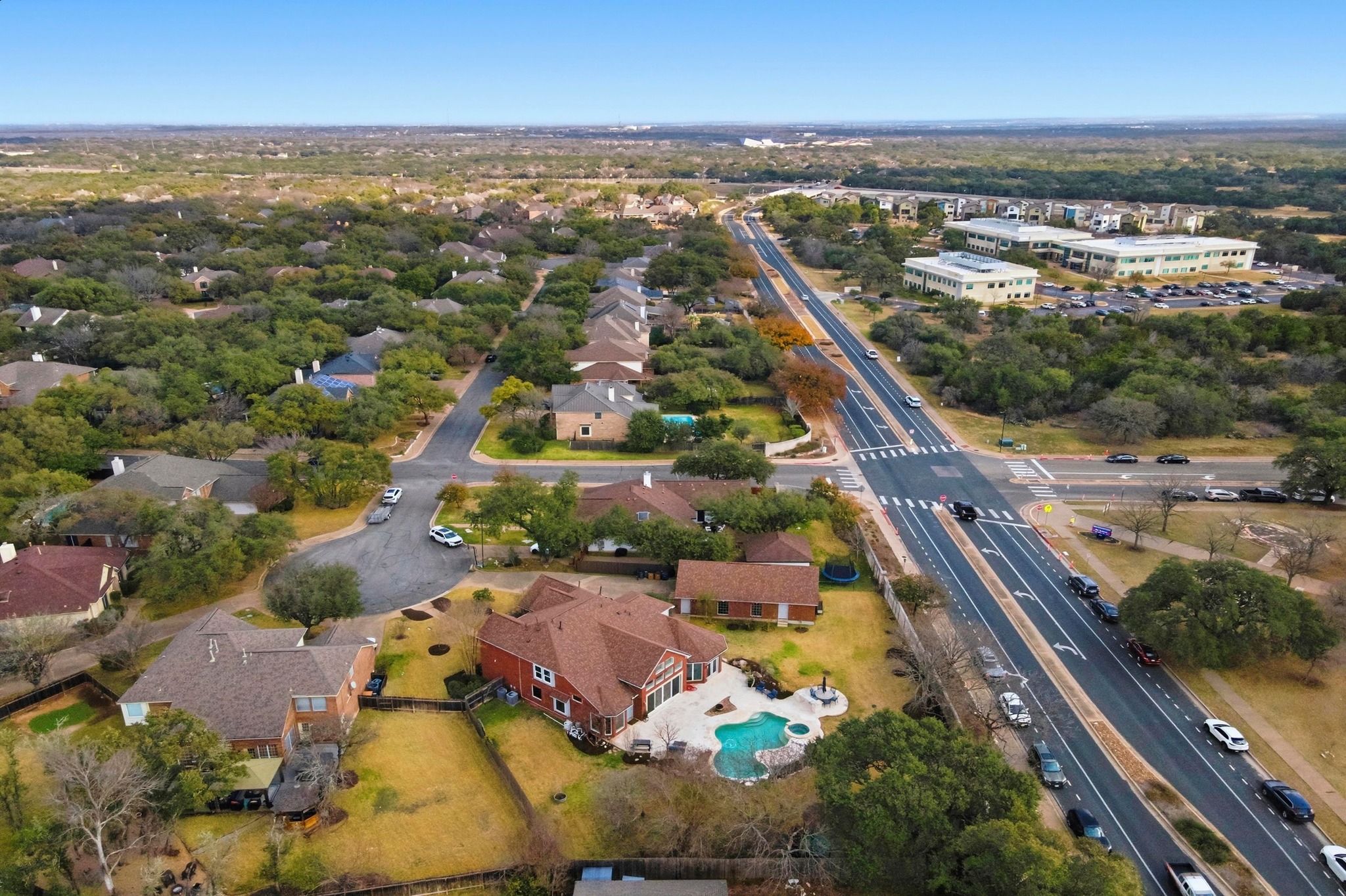 5705 Ballenton Court Austin, TX 78739 - Photo 29 of 30 an aerial view of residential houses with outdoor space