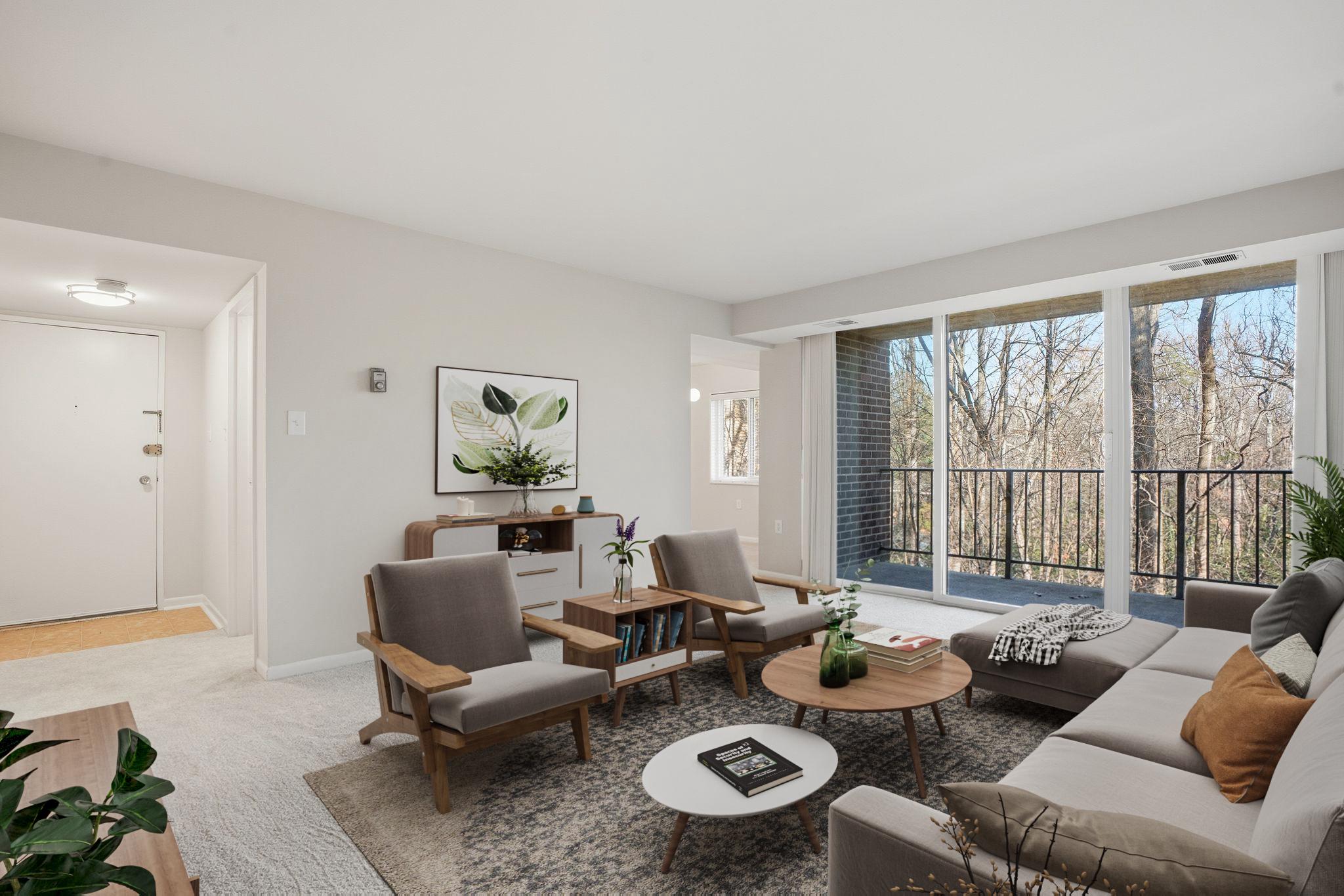 1552 Northgate Square, Unit 12B Reston, VA 20190 - Photo 2 of 29 Spacious Living Room and access to Balcony