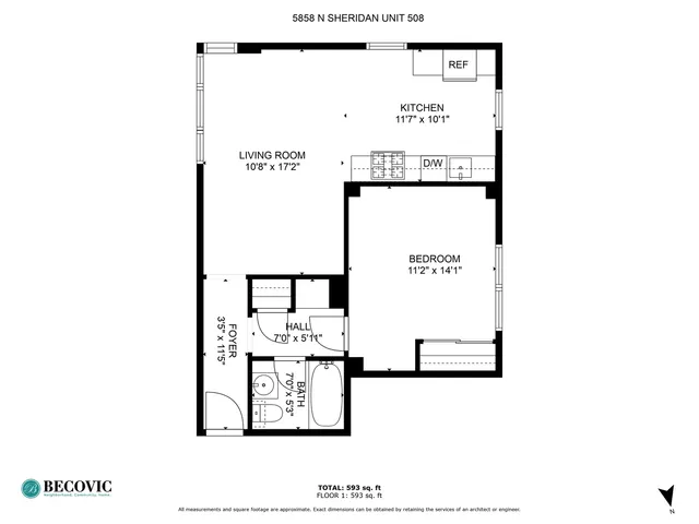 $1,821 | 5858 North Sheridan Road, Unit 808, Chicago, IL 60660