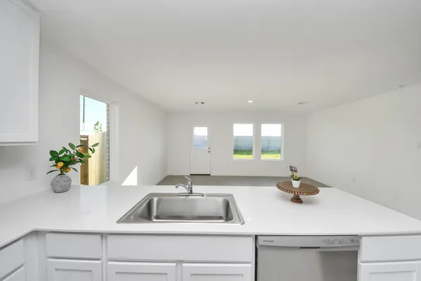 a close view of sink and a mirror