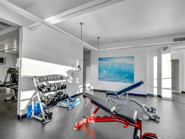 a room with gym equipment