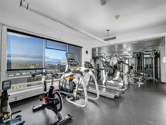 a view of a room with gym equipment