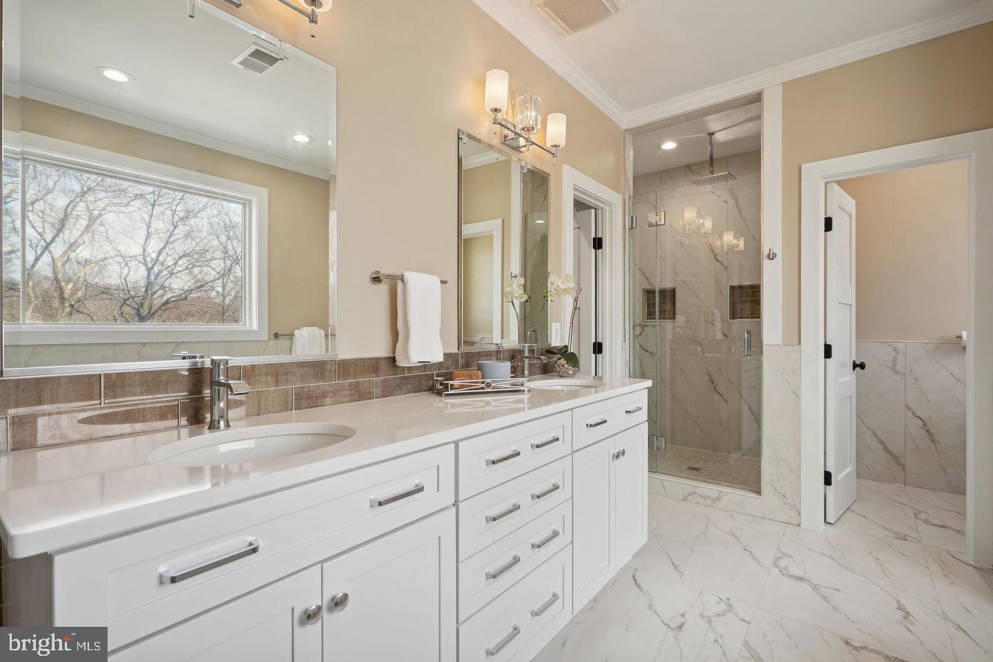 8616 Jones Mill Road Chevy Chase, MD 20815 - Photo 41 of 81 Double vanity and walk in shower