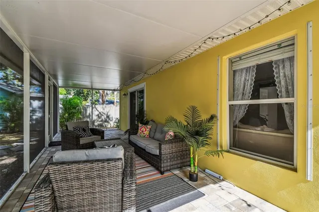 a living room with furniture