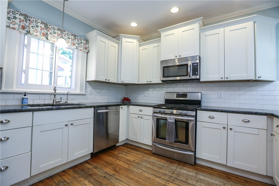 244 Barrington Street Rochester, NY 14607 - Photo 10 of 30 Beautiful white Kitchen with granite counters & cl