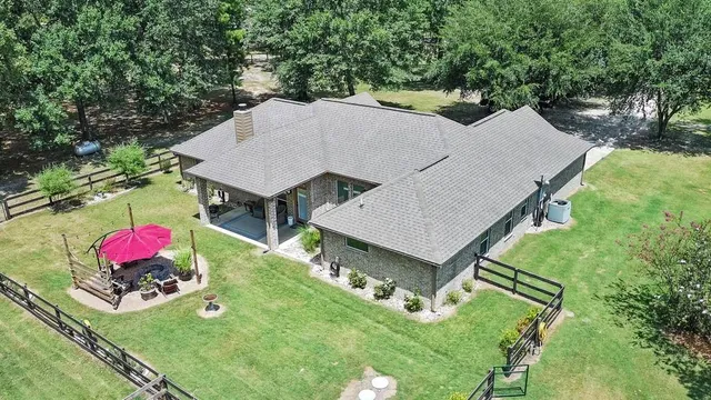an aerial view of a house
