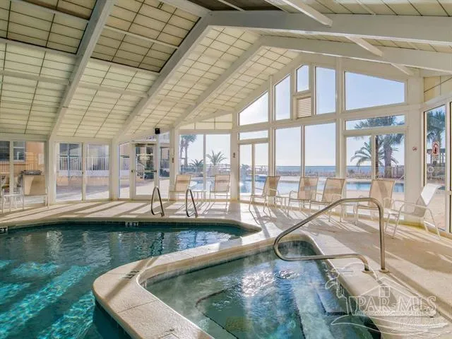 a view of a swimming pool and outdoor space